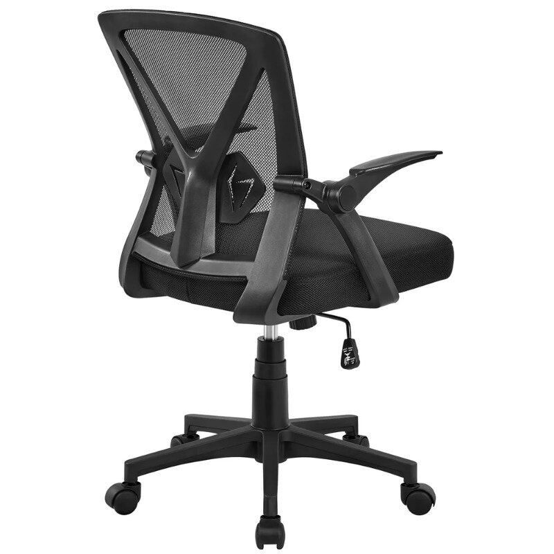 SMILE MART sedia da ufficio ergonomica regolabile in rete con braccioli ribaltabili a 90 ° per l'home Office, sedia da scrivania nera