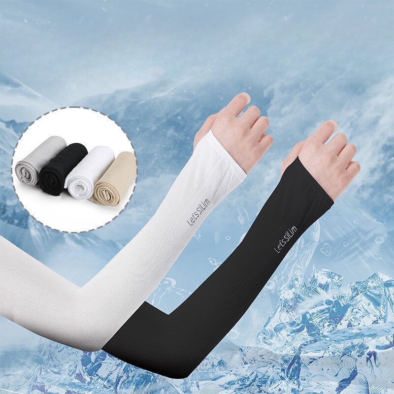 Summer Cycling Arm Sleeves Ice Fabric Anti-UV Sunscreen Running Cycling Sleeve Outdoor Sport Cycling Arm Warmers Men Women