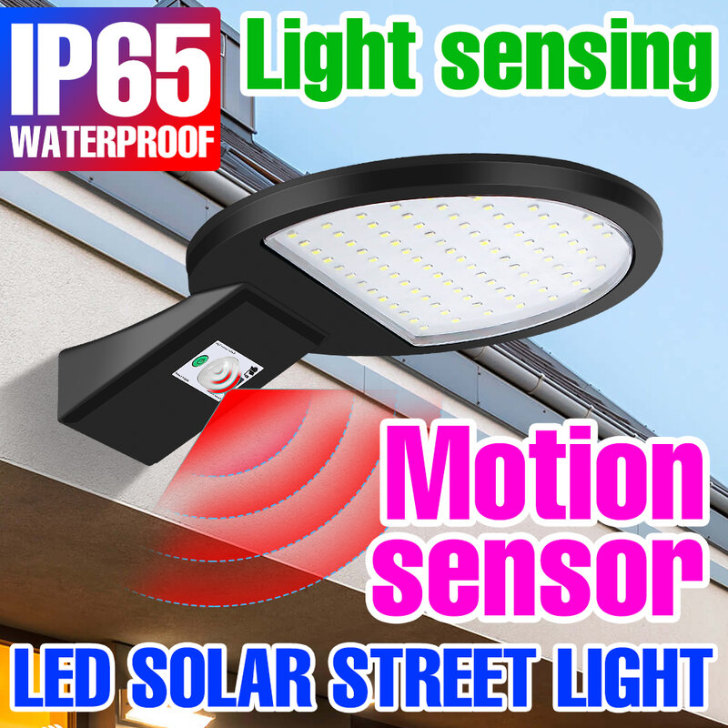 Farola Solar con Sensor de movimiento para exteriores, foco LED IP65, impermeable, para jardín, lámpara de pared Exterior