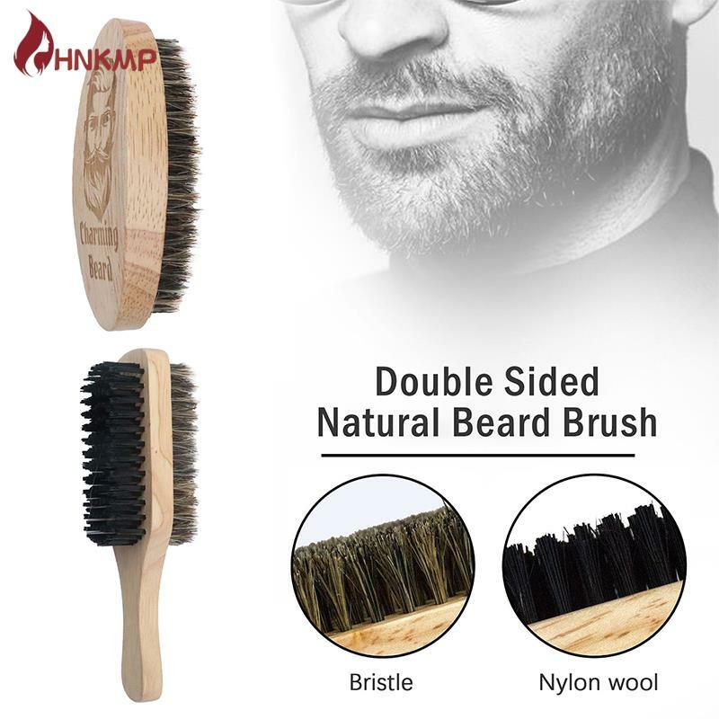 Escova de barbear de cerdas de javali para homem barbeiro portátil escova natural para barba limpeza facial ferramentas de bigode eco friendly 1pc