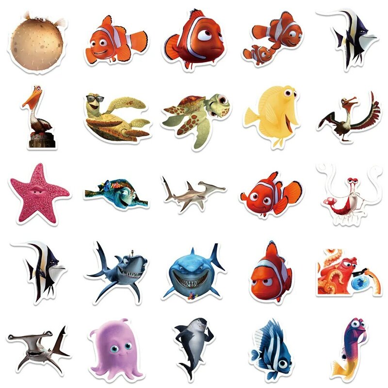 Disney-Procurando Nemo Adesivos para Crianças, Decalques DIY, Vinil Cool Anime Adesivo, Desenhos Animados Bonitos, Procurando Nemo, Marlin, Dory, Telefone, Carro, Bicicleta, 10 pcs, 30 pcs, 50pcs