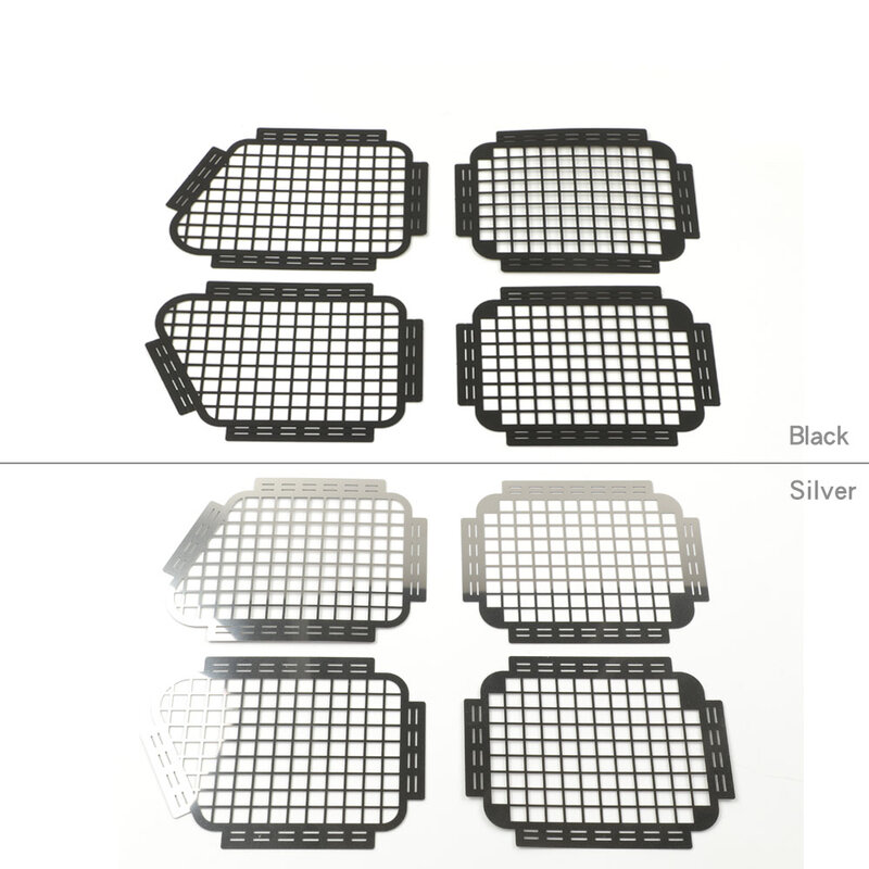 黒と銀の金属シミュレーション車の窓ネット、1:10 rcクローラー車、traxxas、trx4、rd110、trx4、scx10、diyアクセサリー
