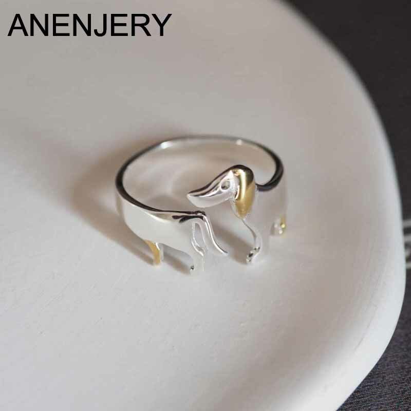 ANENJERY Pet Dog Ring For Women Simple Cute Creative Adjustable Ring Jewelry anillos