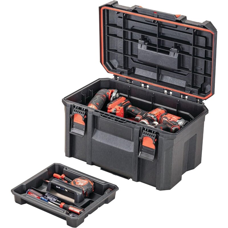Boîte à outils étanche pour l'intérieur et l'extérieur, rangement d'outils empilables verrouillables, boîte à outils de 21 pouces
