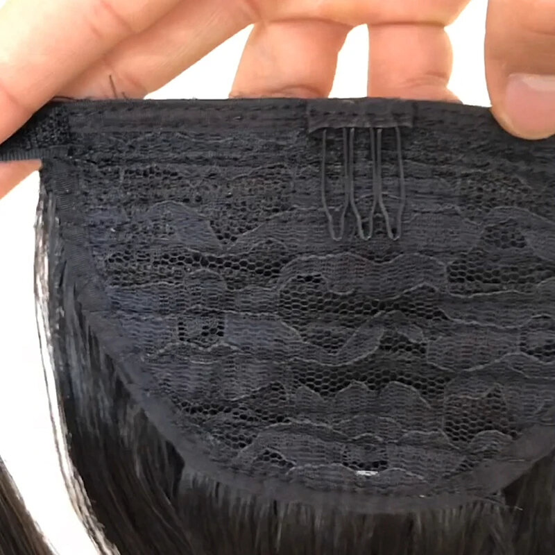 Body Wave owinięte wokół kucyka doczepy z ludzkich włosów 100% brazylijski klips do włosów Remy w doczepach w kucyk dla kobiet 60g-120g