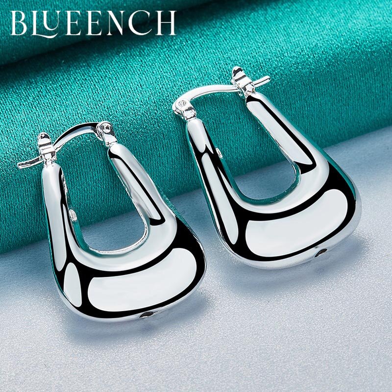 Blueench orecchini semplici a forma di U in argento Sterling 925 per gioielli di moda di tendenza Hipster da donna