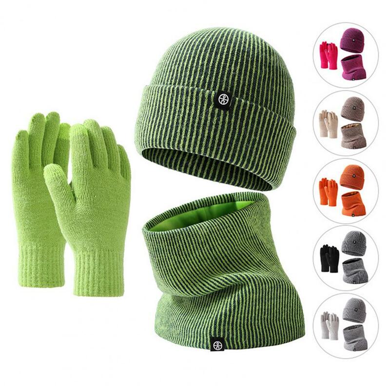 Fashionable Winter Accessories Ultra-thick Winter Beanie Hat Gloves Scarf Set for Windproof Warmth Soft Knitted Neck Warmer