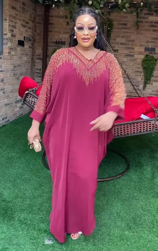 Robe longo africano maxi boubou para mulheres, tamanho grande, caftan luxuoso, festa noturna, roupas de moda muçulmana, 2022