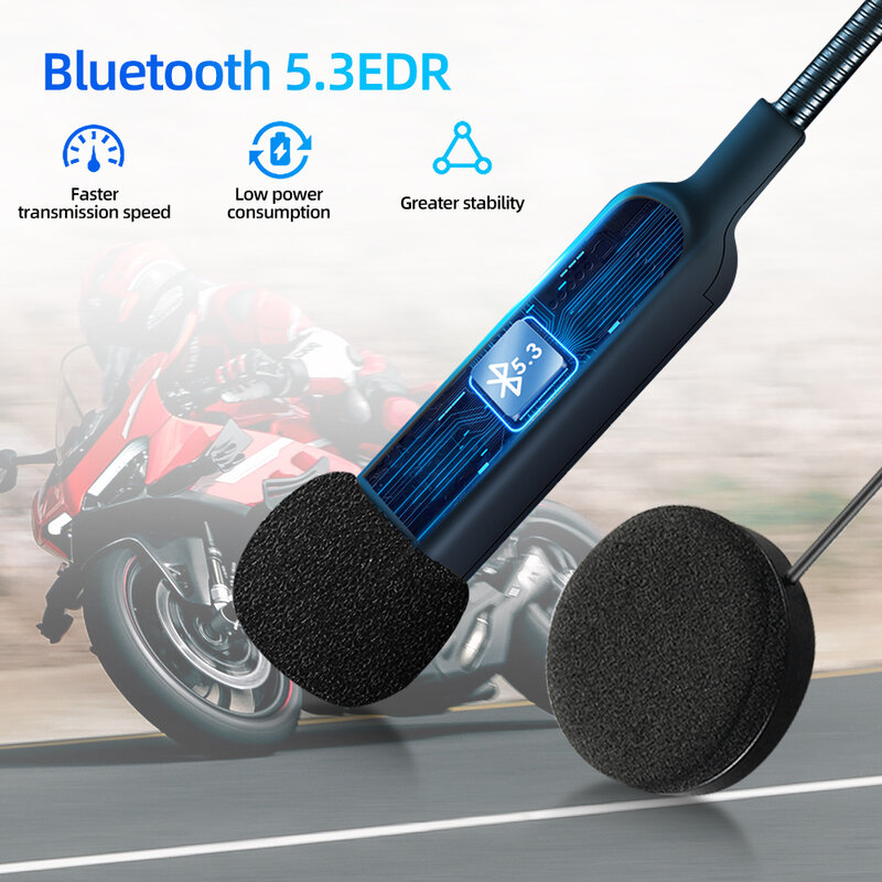 Bt30 Bluetooth Motorhelm Headset Bt5.3 Draadloze Rijdende Hoofdtelefoon Anti-Interferentie Motor Fiets Handsfree Ski Oortelefoon