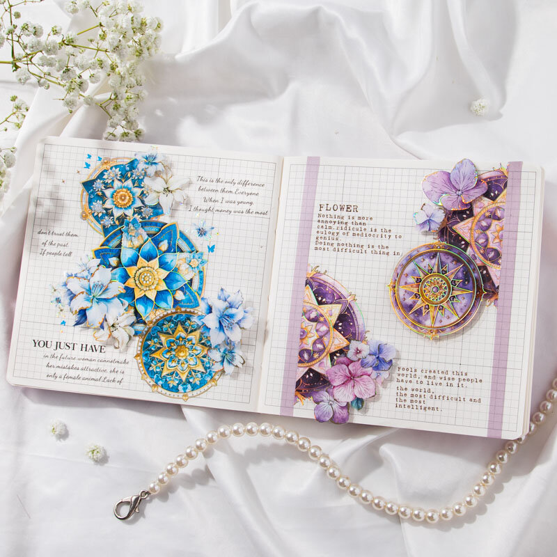 Manzhuan-marcadores de serie de movimiento de flores, decoración de álbum de fotos, pegatina para mascotas, 6 paquetes por lote