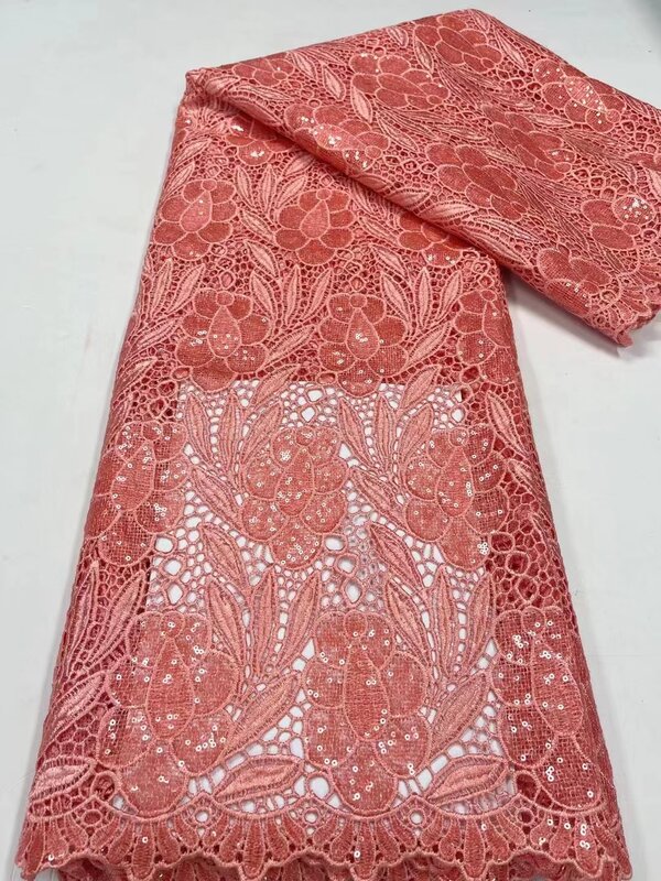 2023 wysokiej jakości afrykański nigeryjski koronki haftowana tkanina francuski Tulle bawełna wesele sukienka gipiury cekiny szycia PL350-6