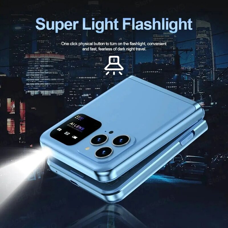 SERVO Flip6 New Folding Mobile Phone 4 SIM Card GSM Network Flashlight Mp3 Speed Dial Push Button Clamshell Phone Classic Colors