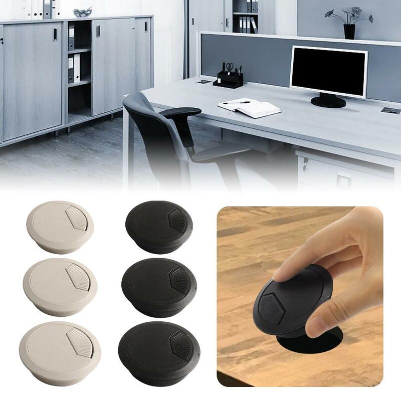 Cubierta de agujero de cableado de escritorio, caja de grano de roscado Circular de madera negra, ABS, a prueba de polvo, Wh N1W4, 50/53/60/80mm, 1 piezas