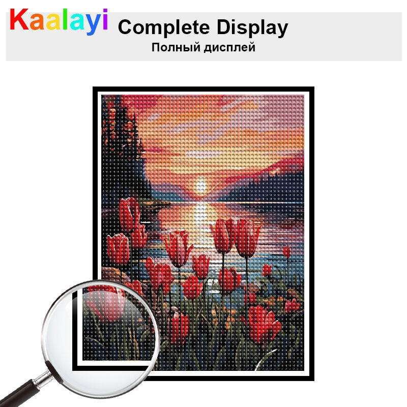 Diy Diamond Painting Flower Sunset 5D Full Square/Round Mosaic Landscape Cross Stitch Embroidery Home Decoration Art Gift zy0845