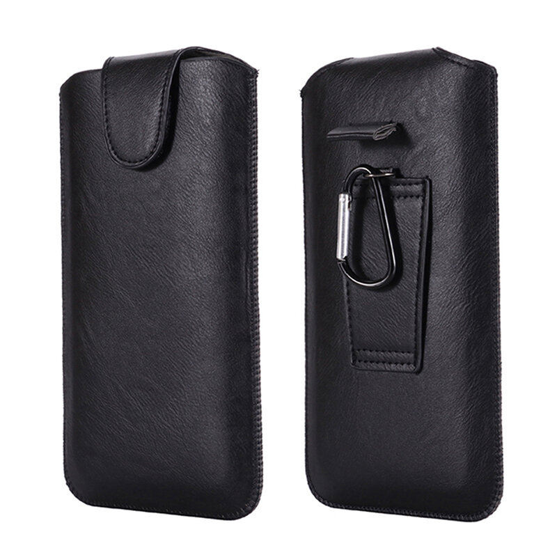 Universal Holster Belt Phone Case 4.7-5.2 inch For iPhone Samsung Huawei Xiaomi LG Smart Phones Leather Ultra-thin Waist Bag