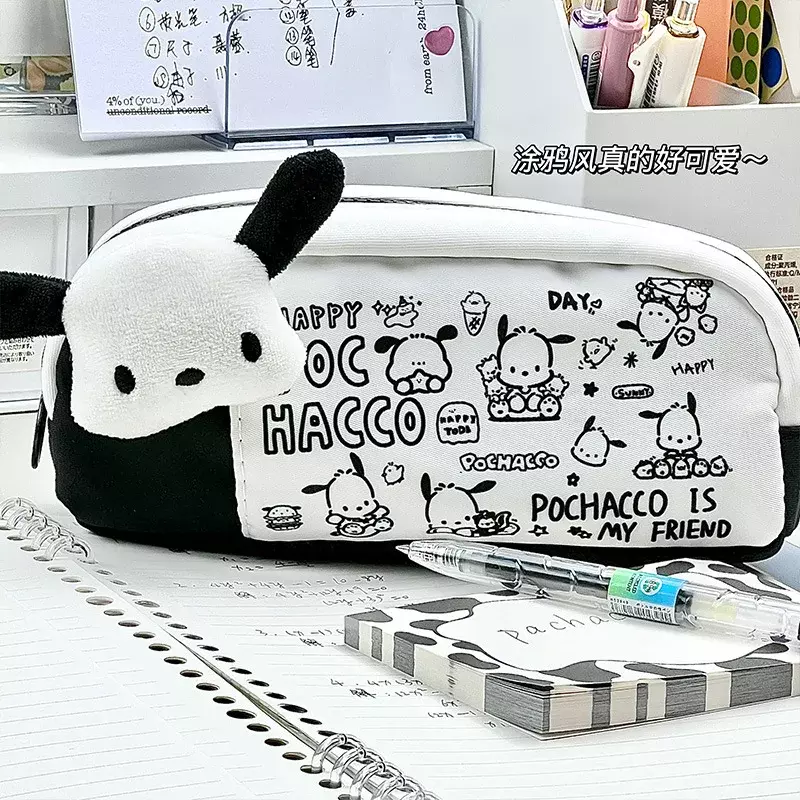 Cartoon Pochaccos Printed Pencil Bag Kawaii HelloKittys Pencil Case Cute Cinnamorolls Student Pencil Stationery Box Friend Gift