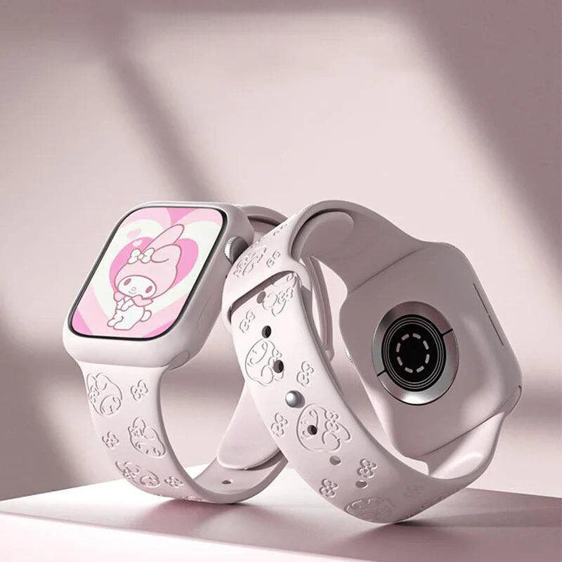 Sanrio สายรัดข้อมืออนิเมะลาย Hello Kitty, สำหรับสายคาด Apple Watch 44mm 40mm 45mm 41mm 49mm 42mm 38mm iWatch 7 SE 4 5 6 8 ultra
