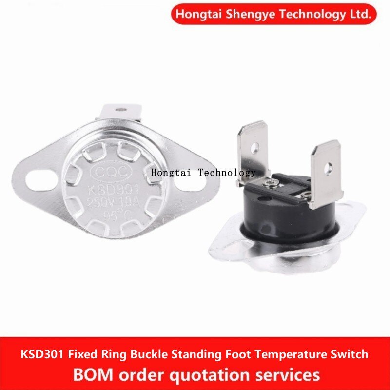 KSD301 sensor suhu 40/85/95/100/125C-160 derajat biasanya ditutup 10A 250V tombol cincin tetap sakelar kontrol suhu