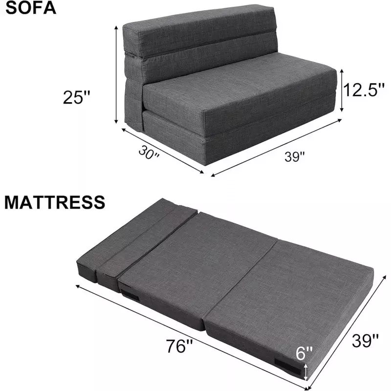 Oner-折りたたみ式ソファベッド,枕付き,洗えるカバー,ノースリーブ,椅子とゲスト用,ツインサイズ,メモリーフォーム