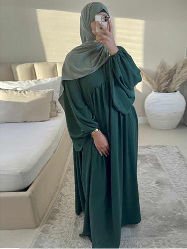 Abaya มุสลิมชุดยาวสำหรับผู้หญิงผ้าเครปรอมฎอน Eid หลวมเสื้อผ้าอิสลามชุดสวดมนต์เสื้อคลุมมุสลิมดูไบคาฟตันสุภาพเรียบร้อย