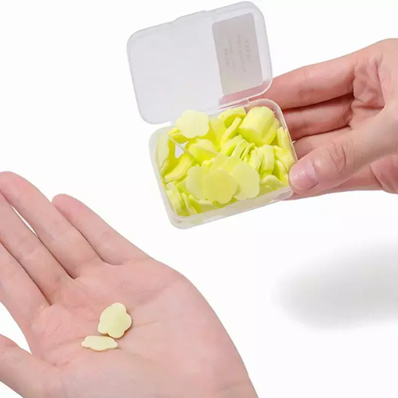1 pudełko jednorazowe przenośne tabletki na mydło Mini na zewnątrz tabletki do mycia rąk zapakowane w mydło papierowe materiały podróżne mydło papierowe