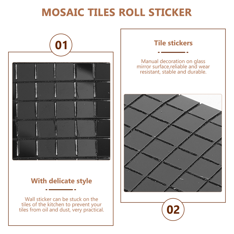 6 Rolls Self-Adhesive Mosaic Tiles Self-Adhesive Mirror Mosaic Decals DIY Craft Decoration Mosaic Glass Tiles