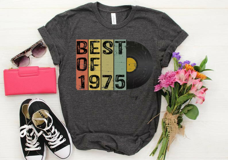 Vintage melhor de 1975, 46th camisa de aniversário para mulher masculina, presente para marido e esposa festa aniversário 100% algodão tshirt y2k unisex