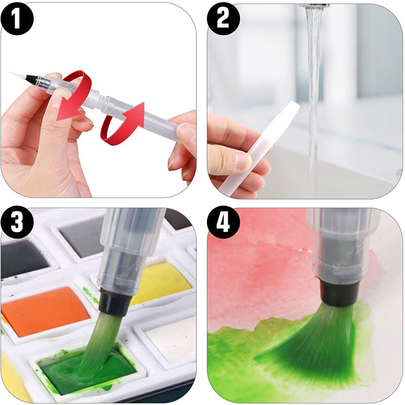 Watercolor Brush Pens 9pcs Water Brush Pens Refillable Watercolor Brush Pens Water Paint Brushes for Watercolor Painting