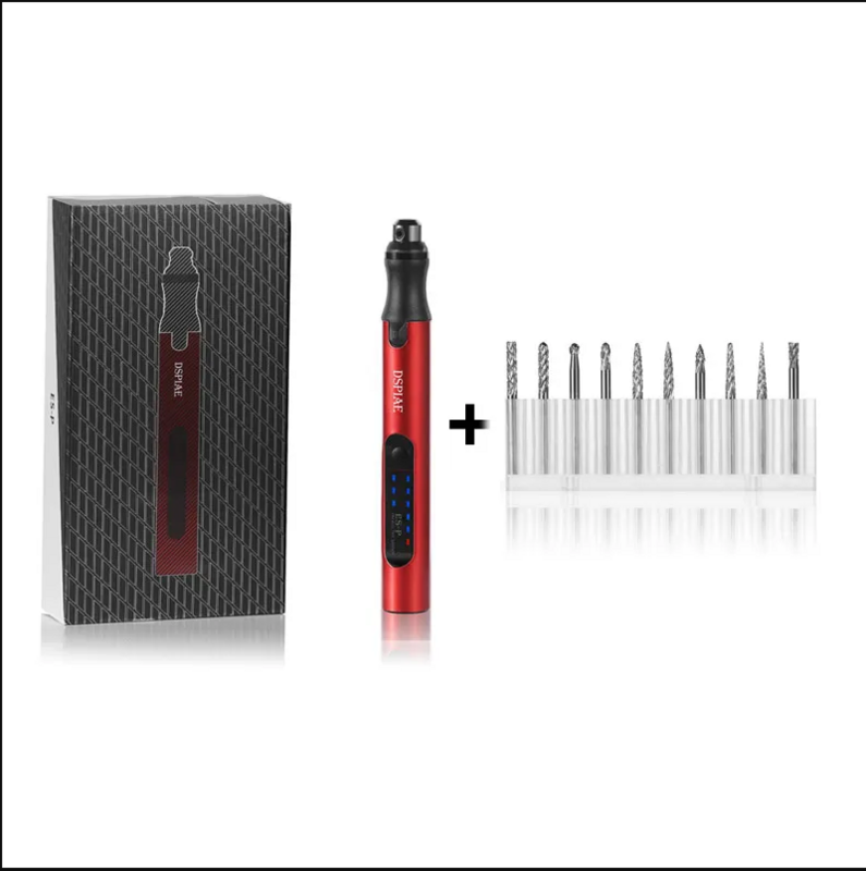 DSPIAE ES-P Portable Electric Sharpening/Sander Pen Power Tool Red Black Pen Type Mini Sander Sharpening Machine Red Drill Bit