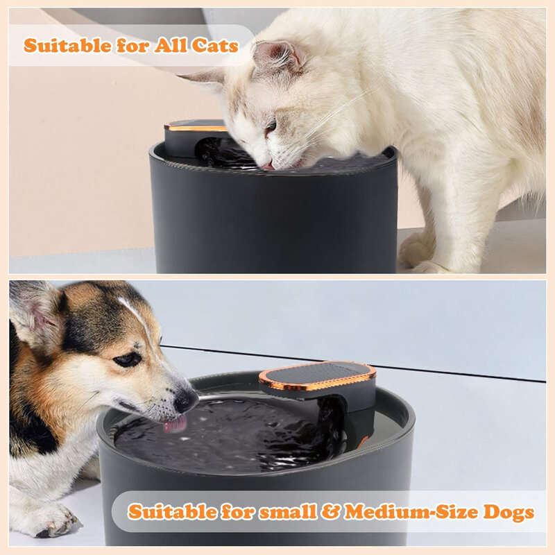 Fuente de agua para gatos con Sensor de movimiento, 3L dispensador automático de agua para perros con luz LED, Ultra silenciosa, para mascotas con filtro fuente gato