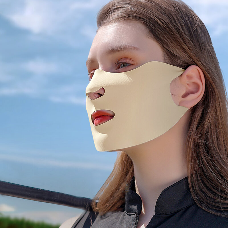 Syal sutra untuk wanita, masker pelindung terik matahari anti UV, tudung wajah sutra es dapat dicuci dan digunakan kembali