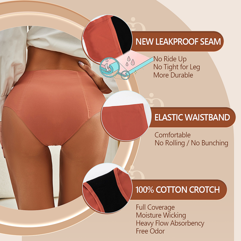Celana dalam wanita kebocoran urin 4 lapisan dapat dicuci untuk menstruasi kaus cangkir menstruasi Premium siklus wanita thong wanita
