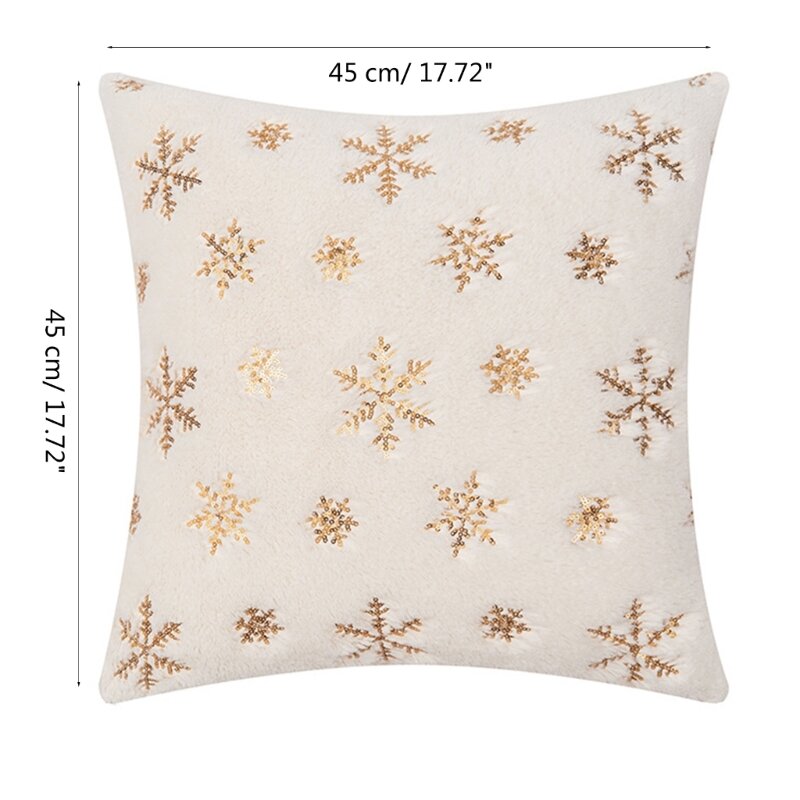 スノーフレークプリントクッションカバーソファカウチデコレーション枕カバー枕カバークリスマスデコレーションに最適