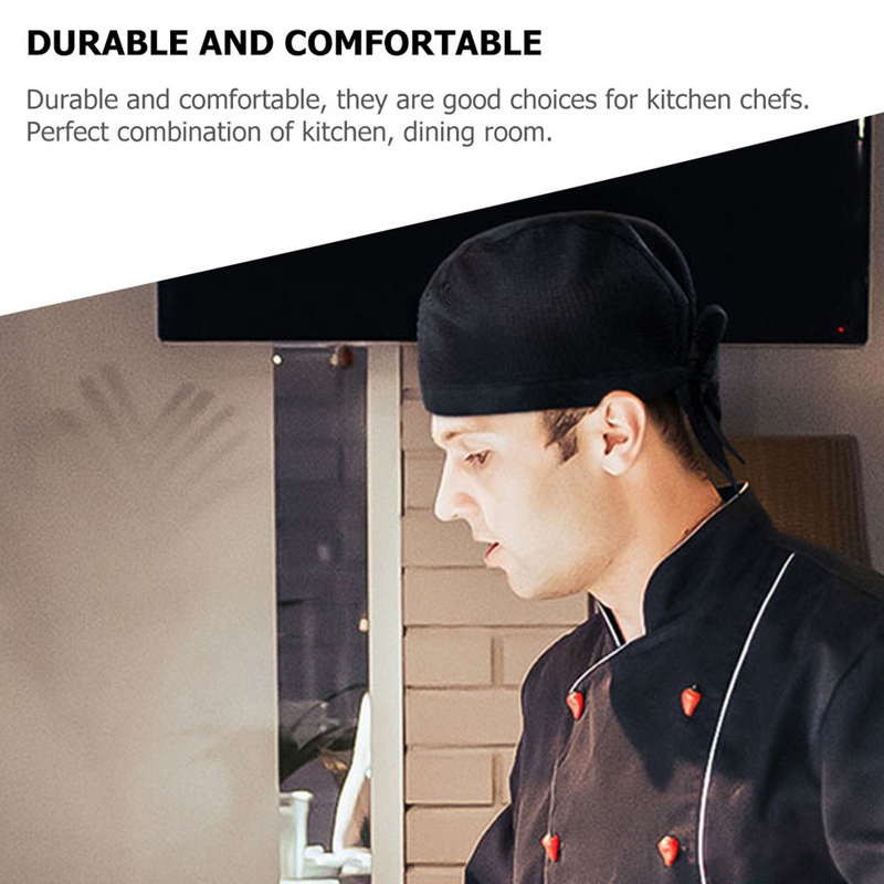Topi koki katun pria dan wanita, tutup kepala seragam memasak restoran melayani dapur