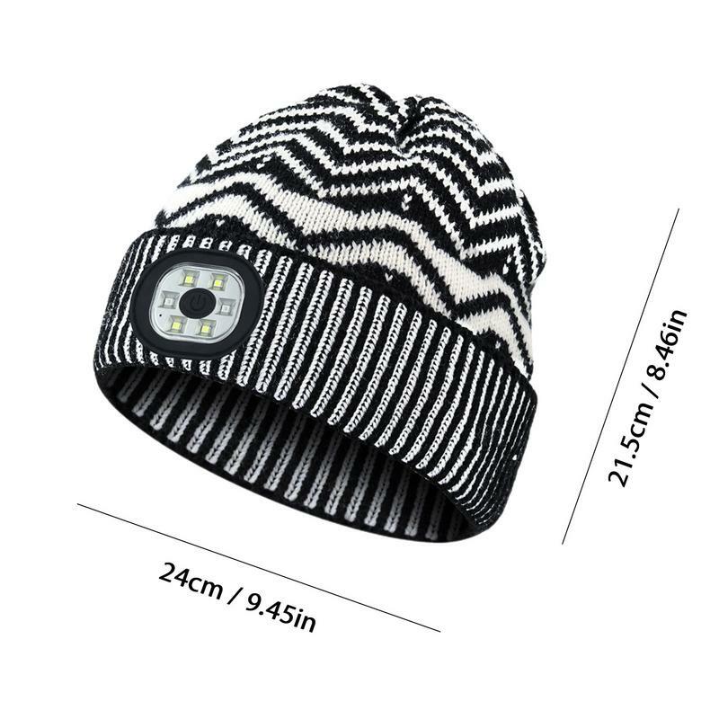 LED Knitted Beanie Hat Knitting LED Hat Rechargeable Night Light LED Headlamp Hat Bright Lighted Hat Stocking Stuffers For Men