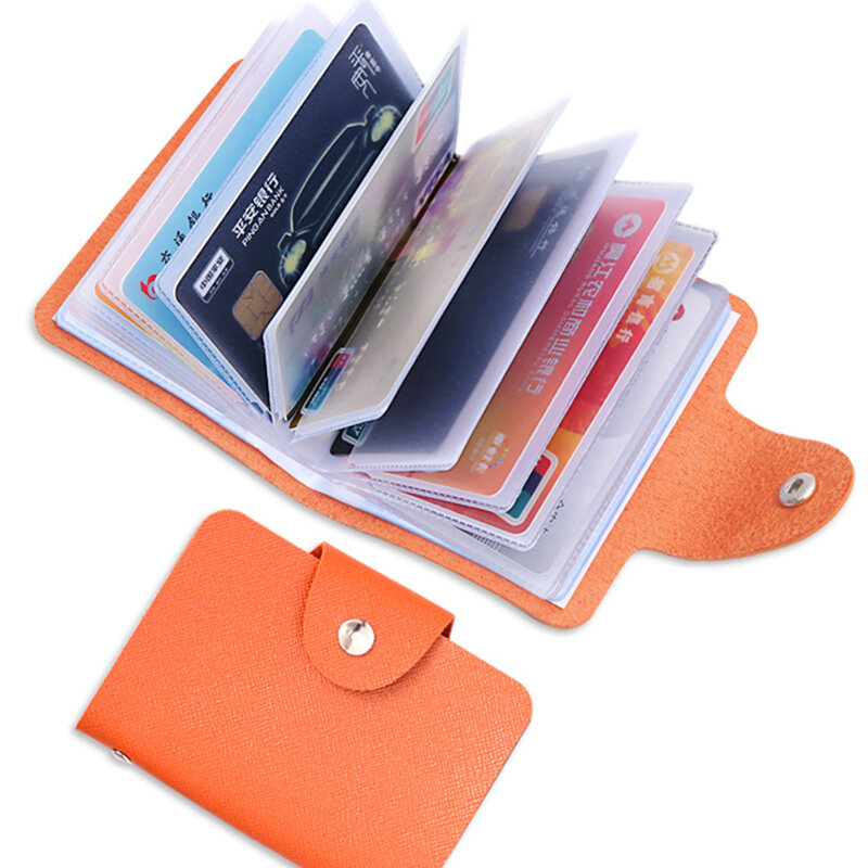 24 Bits กระเป๋าใส่บัตรเครดิตบัตรเครดิตนามบัตรกระเป๋าหนังขนาดใหญ่ความจุบัตรเงินสดออแกไนเซอร์จัดเก็บ ID ผู้ถือกระเป๋า