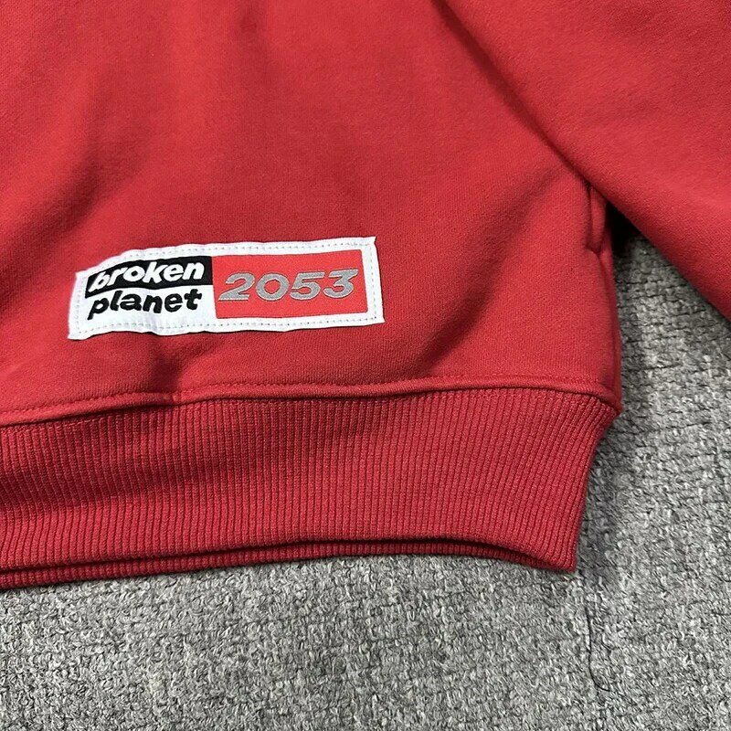 Men Women Casual Red Broken Planet Hoodie Best Quality Foam Logo Print Sweatshirts Hip Hop Loose Pullovers Hooded With Tag