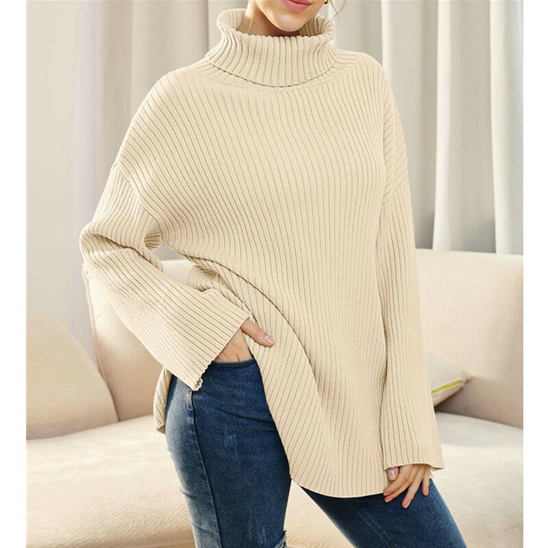 女性用タートルネックセーター,ルーズ,韓国スタイル,厚手のプルオーバー,女性用ニットセーター