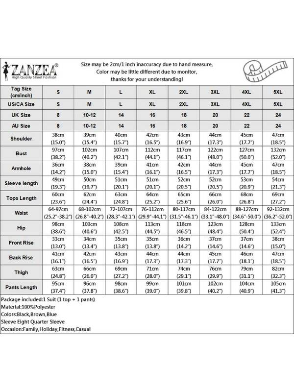 ZANZEA-Conjunto muçulmano de duas peças para mulheres, traje de treino solto, tops casuais, calças e calças largas, manga 3/4, roupa islâmica, moda elegante, primavera