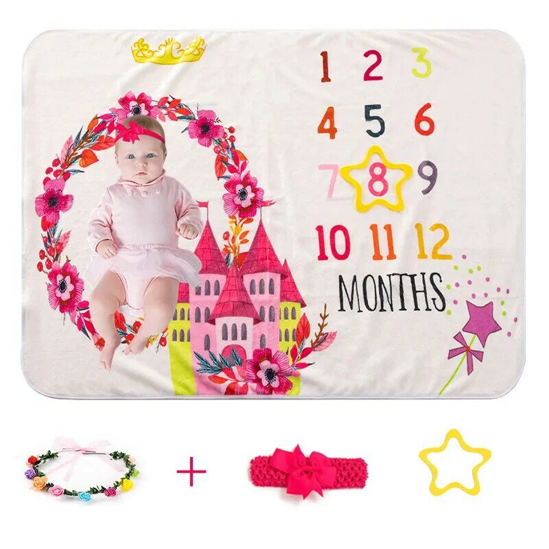 赤ちゃんの写真のためのプレミアムフランネル毛布,毎月の写真に最適な写真アクセサリー