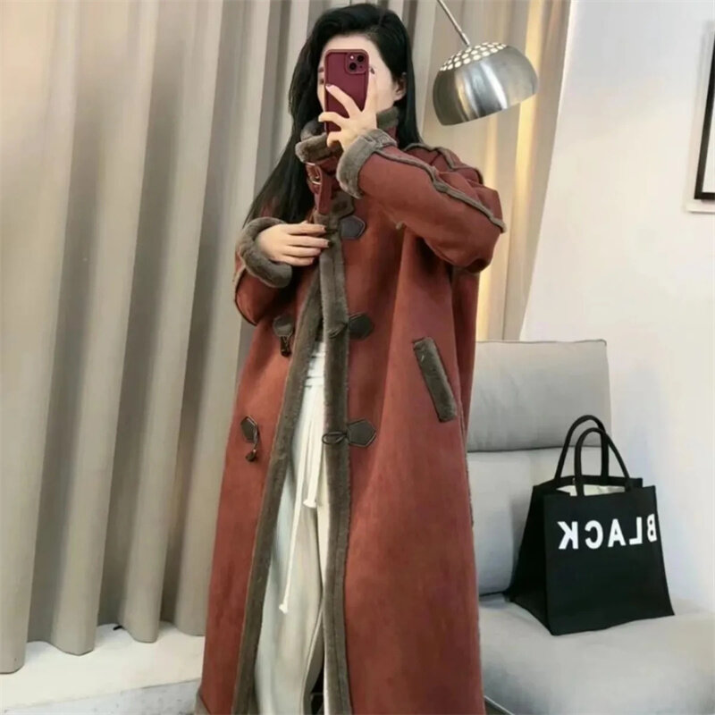 Leather Fur Integrated Lamb Cashmere Coat Women Autumn Winter 2023 New High-quality Medium Length Deer Fur Thickened Warm Coats