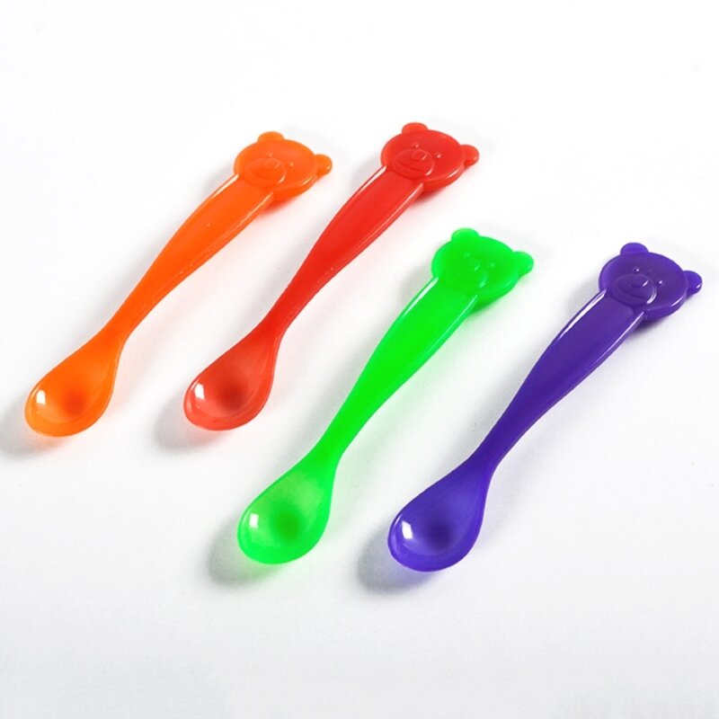 Silicone Cutlery Baby Training Spoon Soft Tip Feeding Spoons Prevent Burns