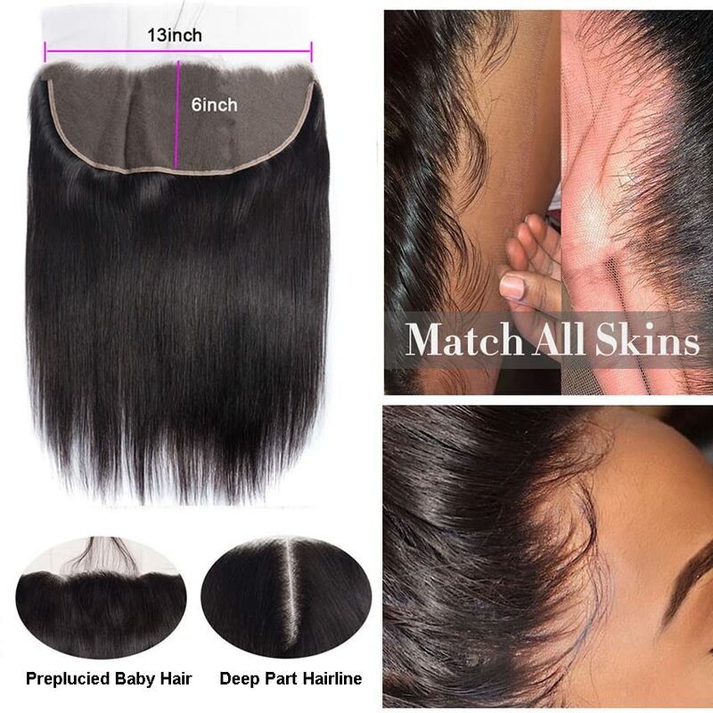 Alipretty 100% человеческие волосы, фронтальное кружево HD 13x6, отдельные бразильские прямые волосы, прозрачный кружевной фронтальный 13x6, застежка для женщин