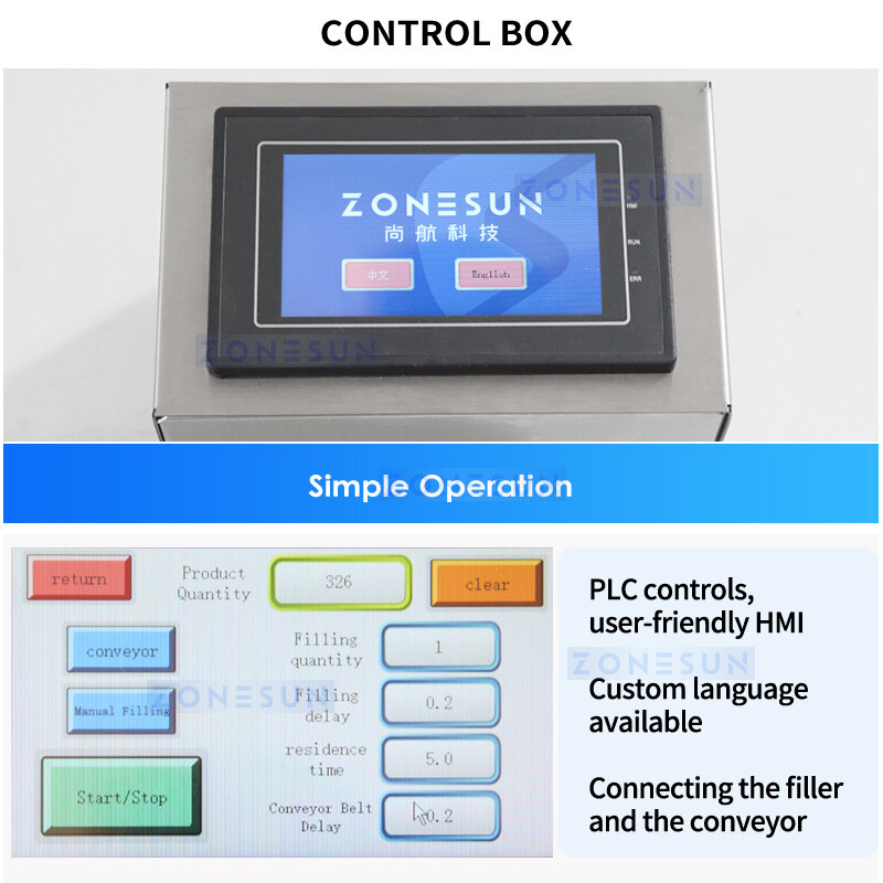 Zonesun automatische digitale Steuerung Granulat Partikel füllung Verpackungs maschine Reis Nuss Bohnen Dosier geräte ZS-PFC500