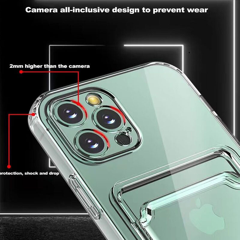 Soft Silicone Transparent Card Holder Bag Phone Case For Samsung Galaxy A71 A51 A41 A31 A21 A11 A A70 A50 A30 Clear Wallet Cover