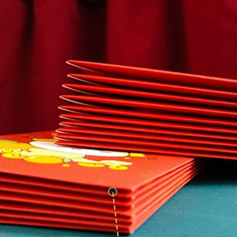 中国風のドラゴンパターンの封筒、赤の封筒、幸運のお金のポケット、漫画、年2024、8個