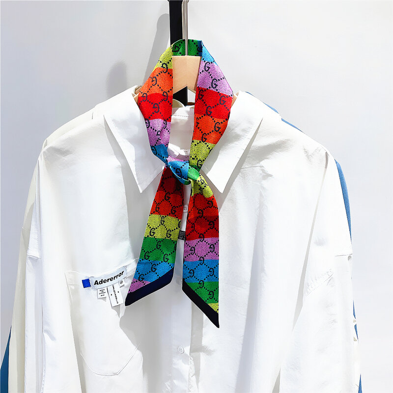 Koreaanse Zomer Nieuwe Luxe Check Vrouwelijke Decoratie Twill Lange Lint Binding Tas Zijde Lint Haar Riem Hot Selling Kleine Sjaal