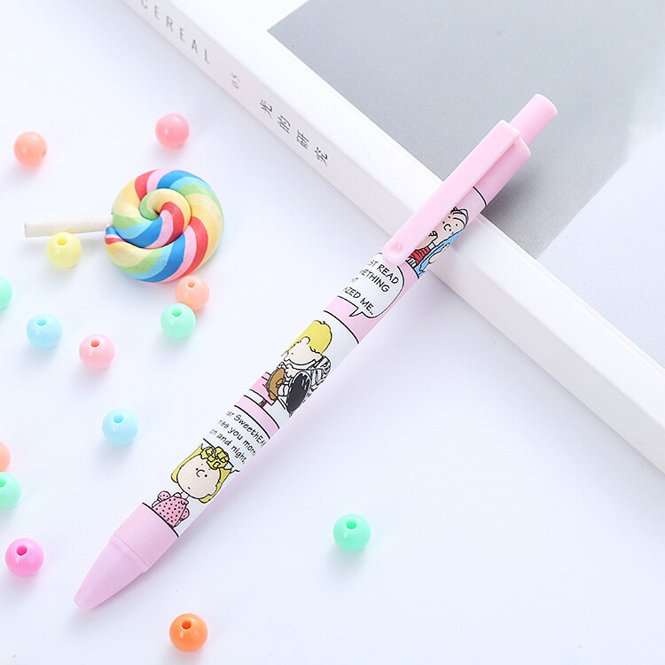 Bolígrafo de gel de presión con personalidad creativa, Snoopy, serie de dibujos animados de Anime Kawaii, alto valor de color, regalo de papelería para estudiantes, corazón para niñas, nuevo