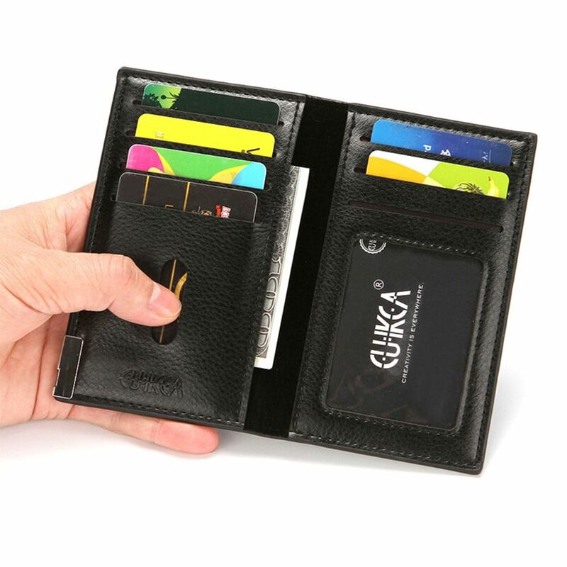 Male 1Pc Driver License ID Card PU Leather Bank Card Men Card Holder Soft Billfold Foldable Wallet Business Card Organizer