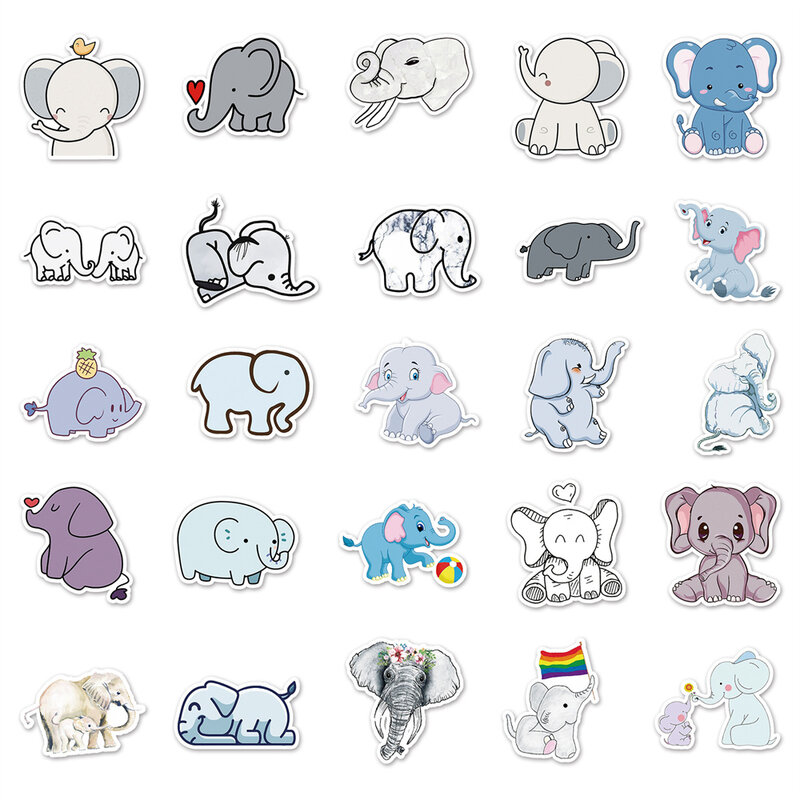 10/30/50pcs neue Elefanten Cartoon Persönlichkeit kreative Computer Koffer Auto Handy Dekoration wasserdichte Aufkleber Großhandel